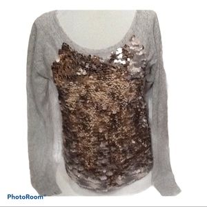 Mermaid Reversible Gold Gray Sequin Shirt S